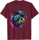 Panther Portrait Panther Lover Colourful Artwork Wildlife T-Shirt - T-Shirt | Maroon
