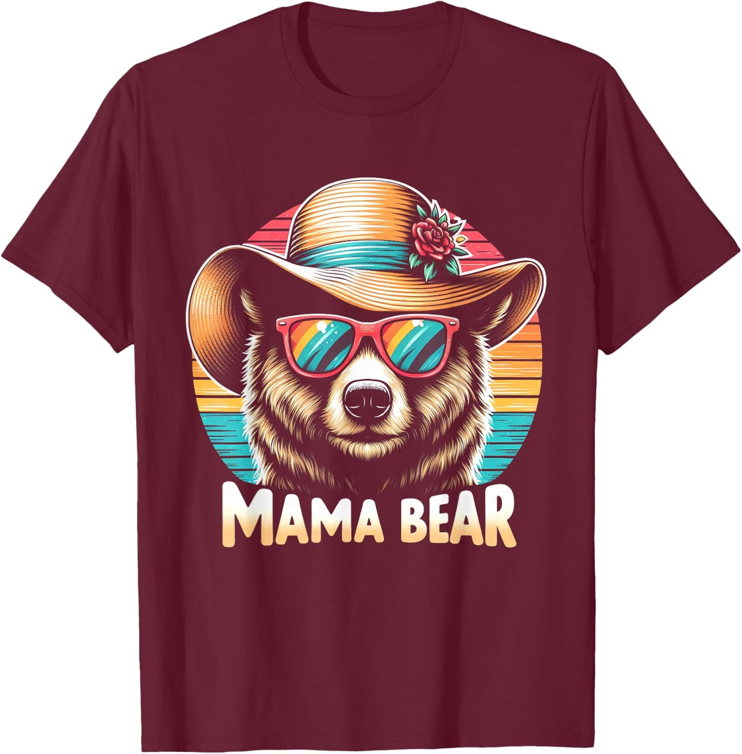 Mothers Day 2024 Mama Bear Shirt | Mothers Day Gift T-Shirt - T-Shirt | Maroon