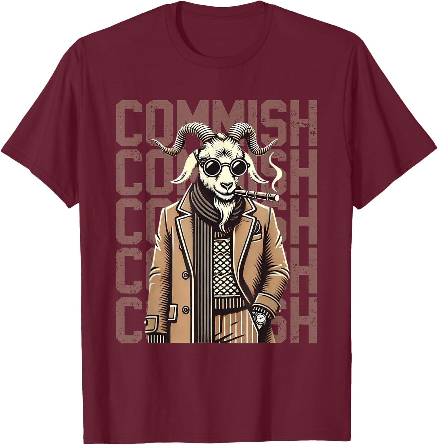 Fantasy Football Commissioner Funny Draft Goat Commish T-Shirt - T-Shirt | Maroon