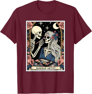 Makeup Artist Tarot Card Gothic Skeleton Moon Women T-Shirt - T-Shirt | Maroon