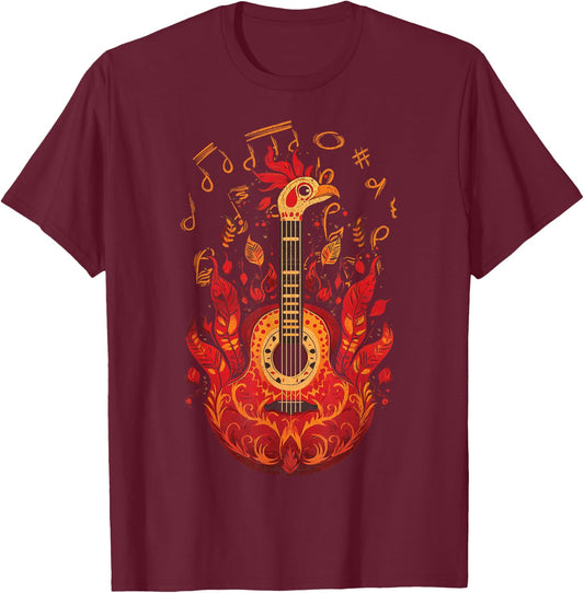 Rockin' Turkey - Fun Musical Thanksgiving Guitar Rock N Roll T-Shirt - T-Shirt | Maroon