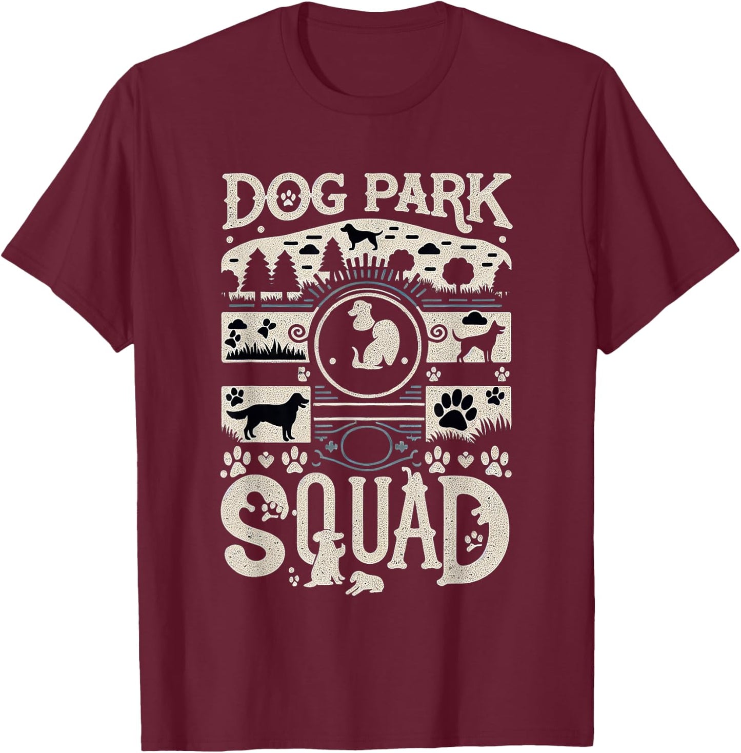 Dog Park Squad Pet Friendly Outdoor Socializing T-Shirt - T-Shirt | Maroon