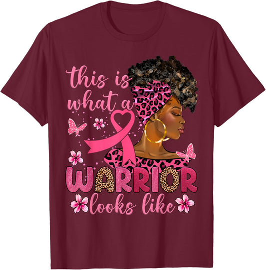 This Is What A Warrior Looks Like Breast Cancer Awareness T-Shirt - T-Shirt | Maroon