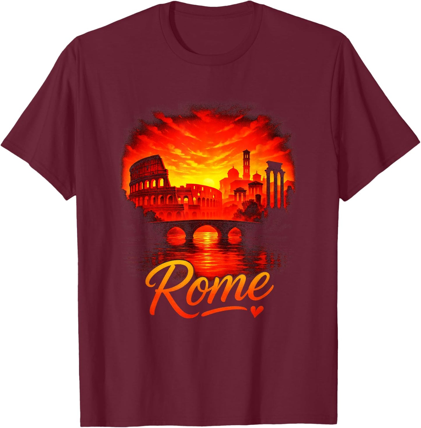 Rome - Vintage Italy Souvenir Travel Art T-Shirt - T-Shirt | Maroon