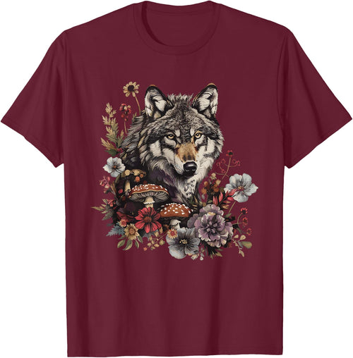 Wolf Floral Cottagecore Aesthetic Wolves Flowers