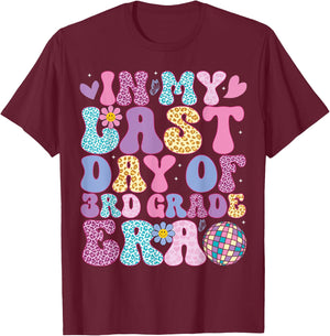 In My Last Day 3rd Grade Era Groovy Students End of School T-Shirt - T-Shirt | Maroon