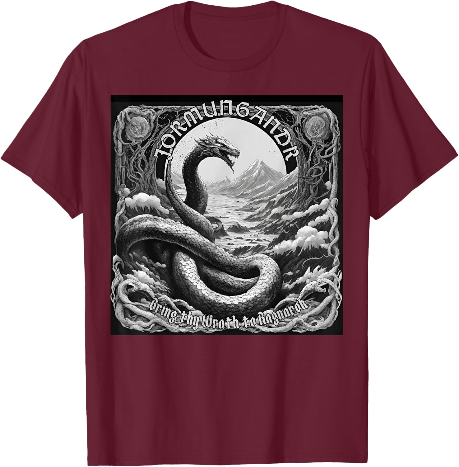 Jormungandr Midgard Serpent Viking World Serpent Jormungand T-Shirt - T-Shirt | Maroon