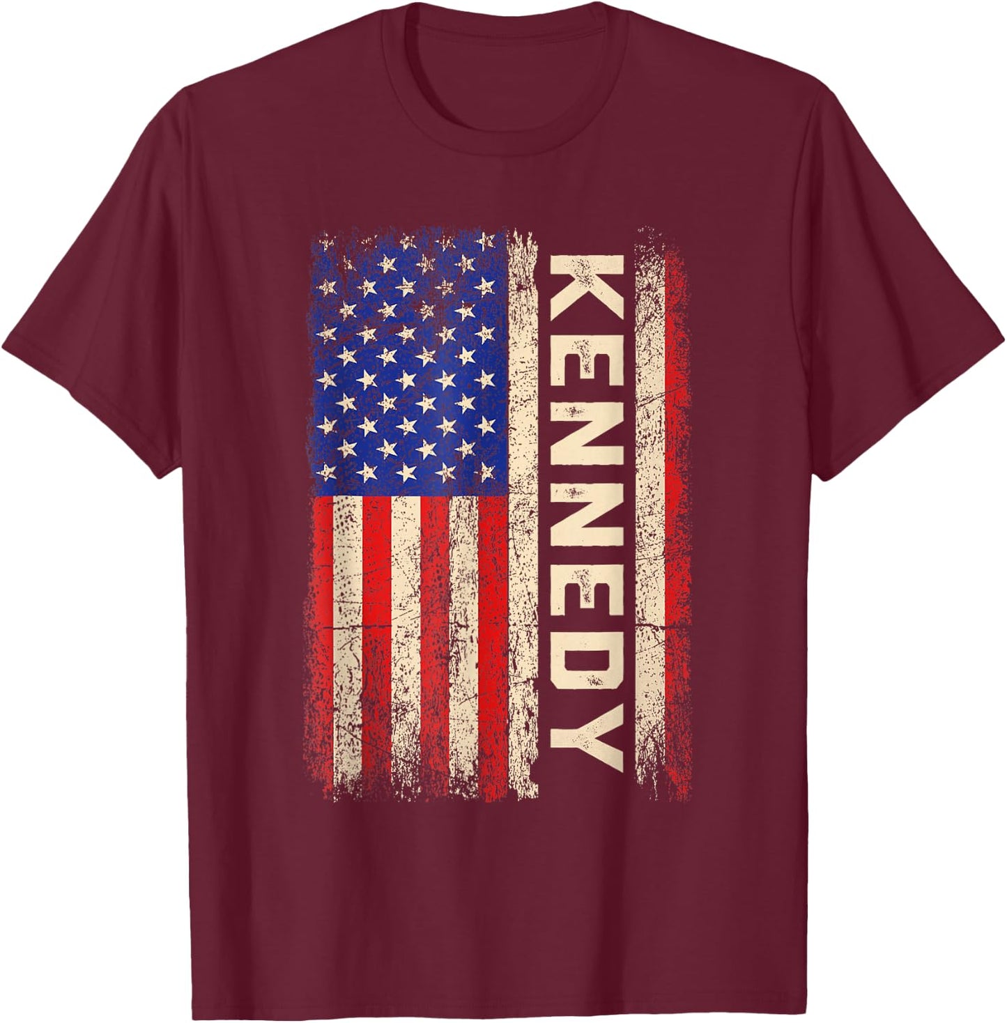 Kennedy Last Name Shirt Kennedy Name American Flag T-Shirt - T-Shirt | Maroon