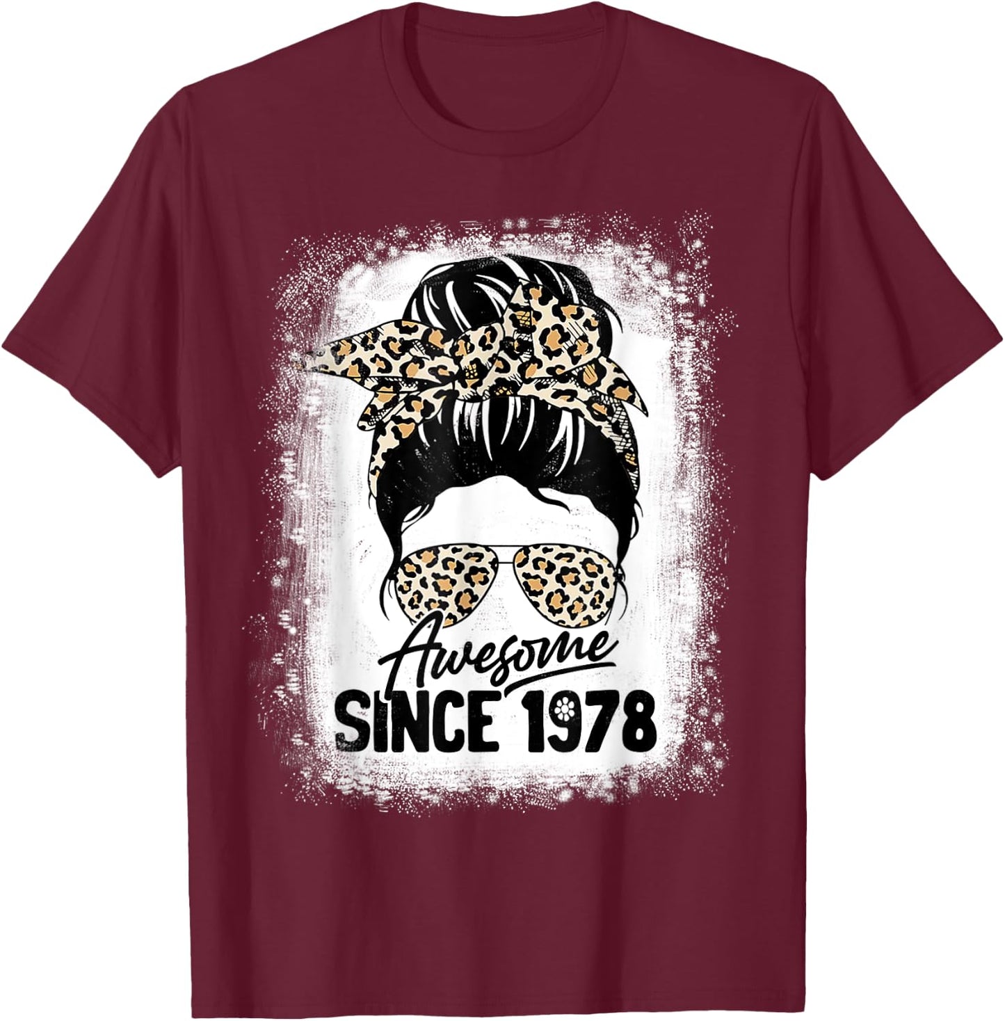 44 Years Old Awesome Since 1978 Leopard 44th Birthday T-Shirt - T-Shirt | Maroon