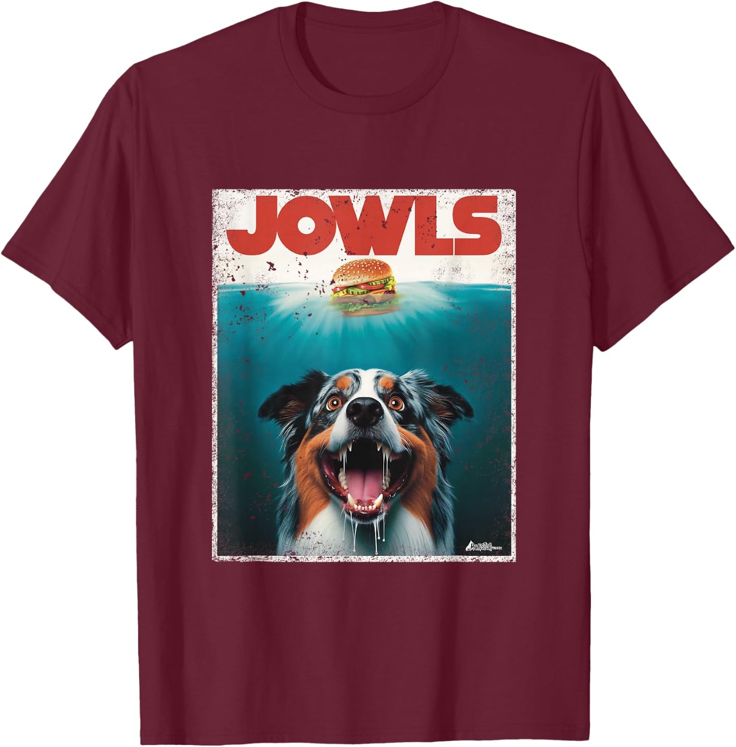 Funny Aussie Jowls Australian Shepherd Fur Baby Mom Dog Dad T-Shirt - T-Shirt | Maroon