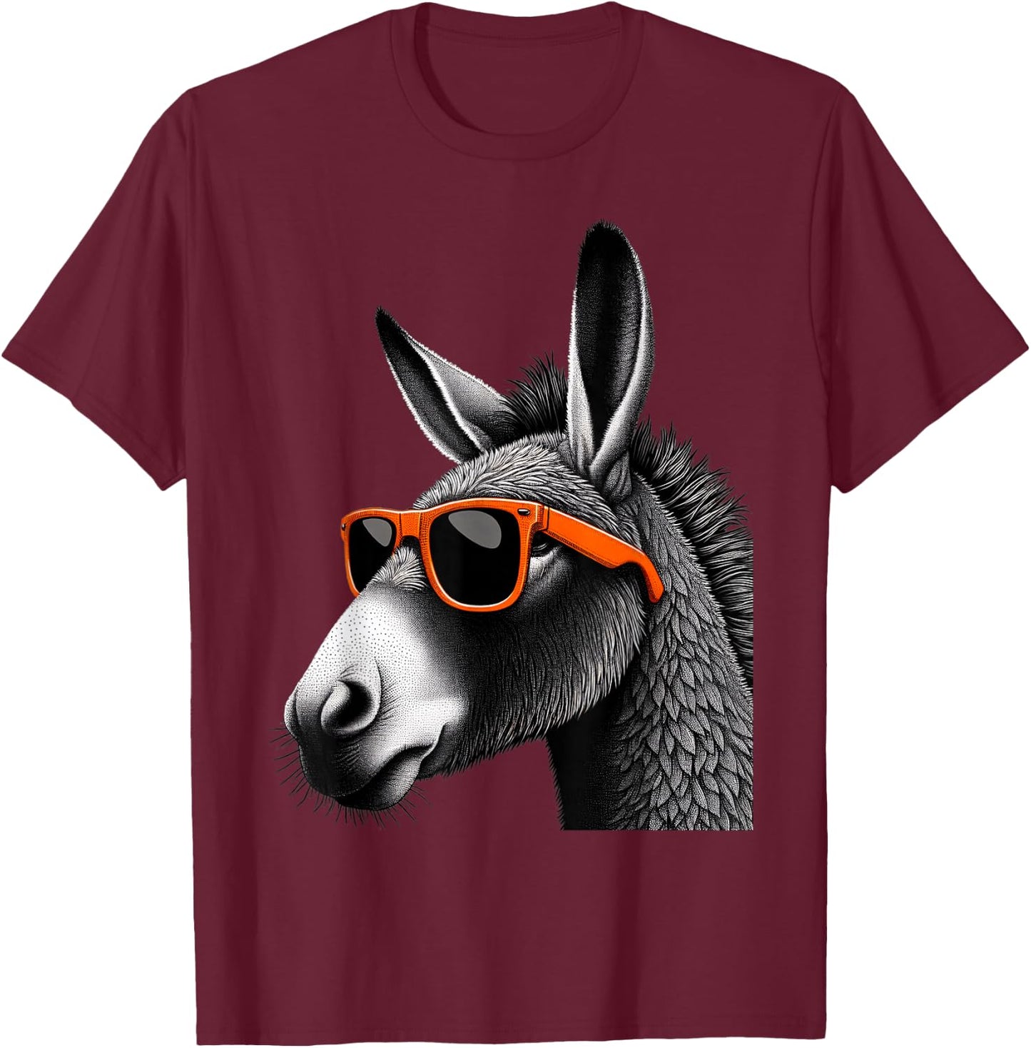 Cool Mule Wearing Sunglasses Graphic Art T-Shirt - T-Shirt | Maroon