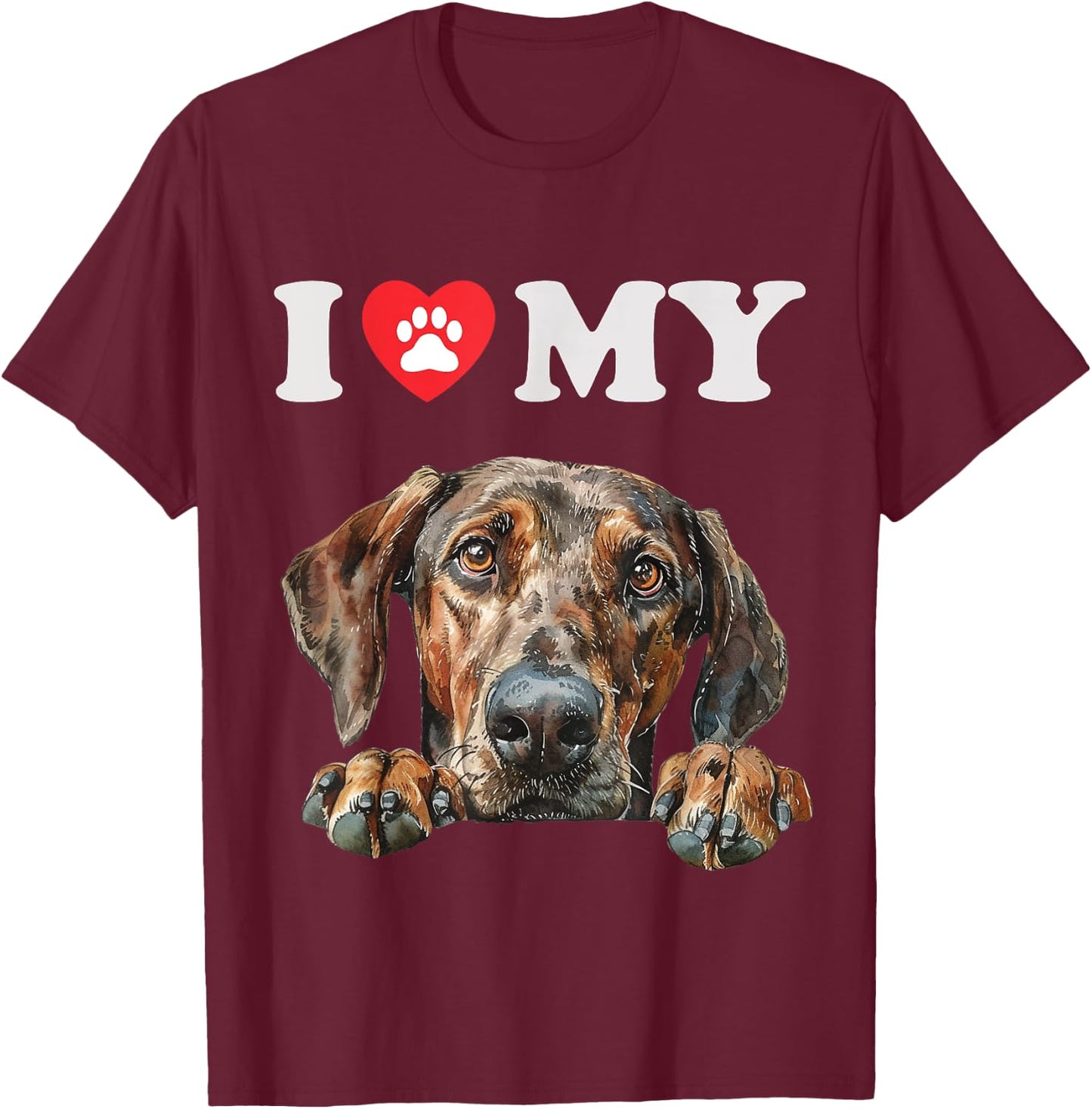 Plott Hound I Heart My Dog Funny Dog Lover Women Kids T-Shirt - T-Shirt | Maroon