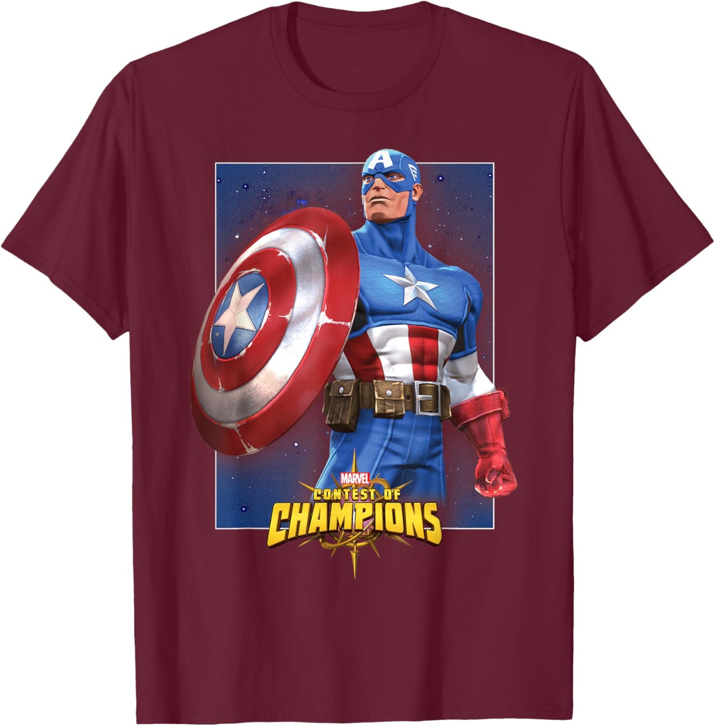 Marvel Contest of Champions Captain America Graphic T-Shirt - T-Shirt | Maroon