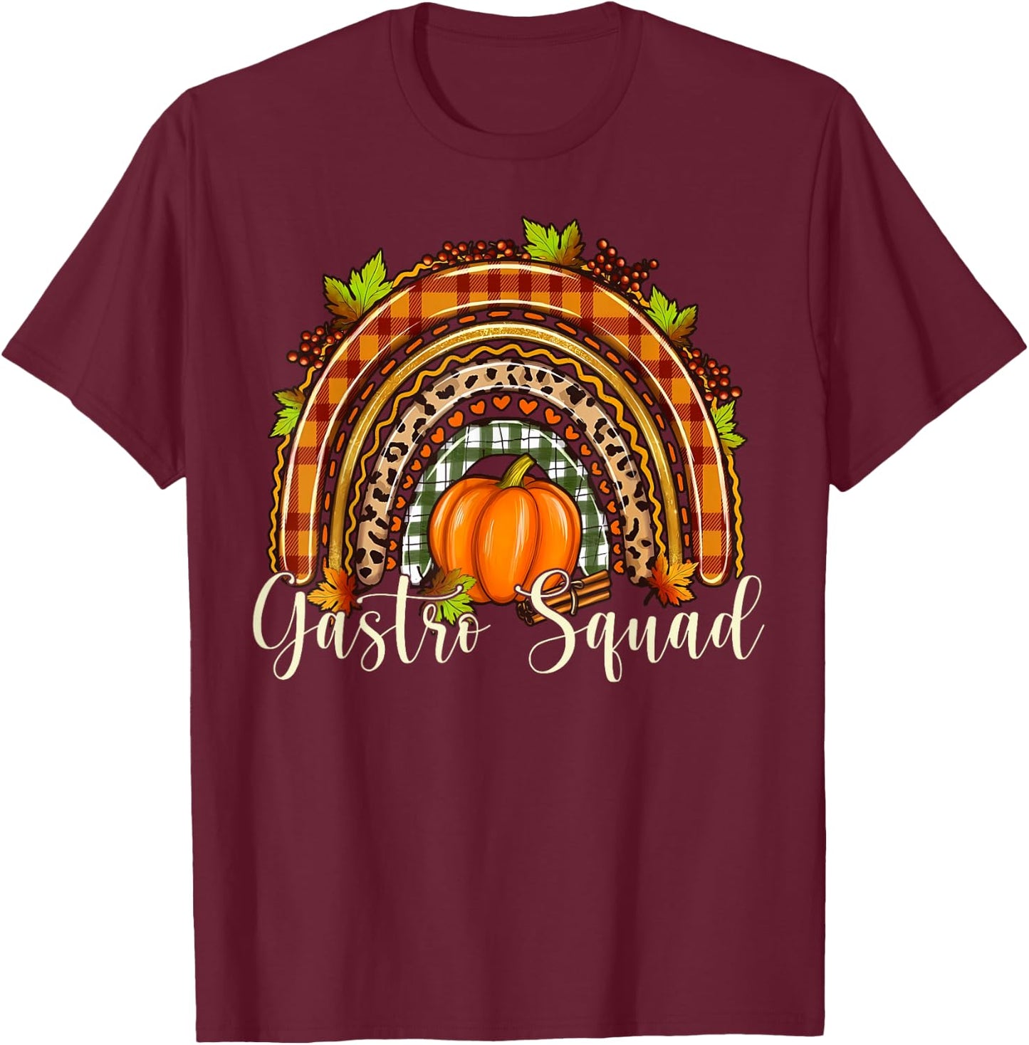 Gastro Squad Fall Rainbow Leopard Pumpkin Endoscopy Nurse T-Shirt - T-Shirt | Maroon
