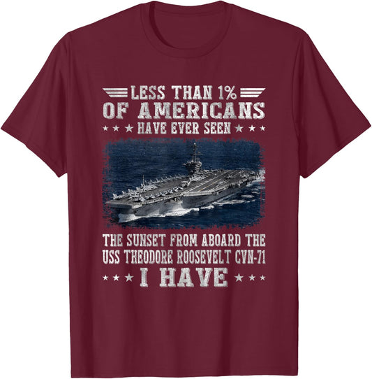 USS Theodore Roosevelt CVN-71 Aircraft Carrier Veterans Day T-Shirt - T-Shirt | Maroon