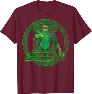 DC Comics The Green Lantern Distressed Portrait Small T-Shirt - T-Shirt | Maroon