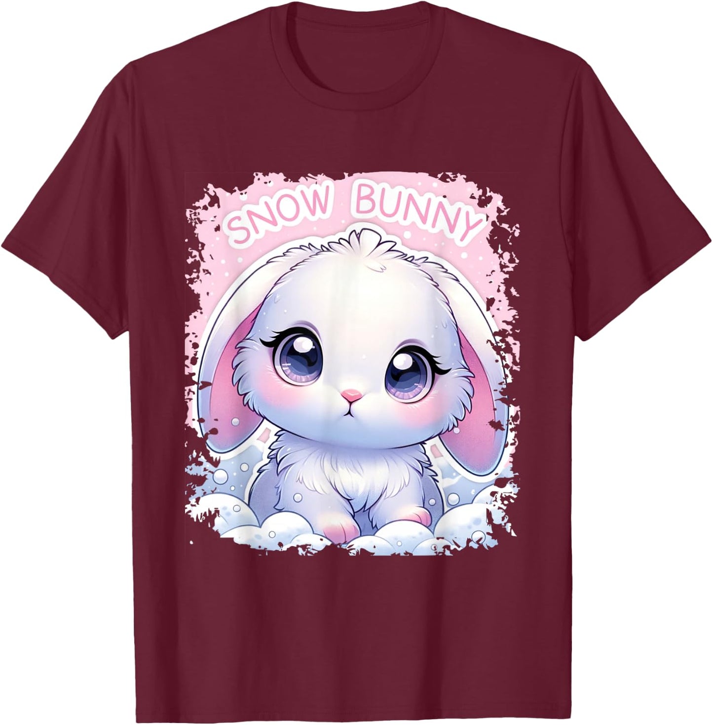 Cute Snow Rabbit Snow Bunny T-Shirt - T-Shirt | Maroon