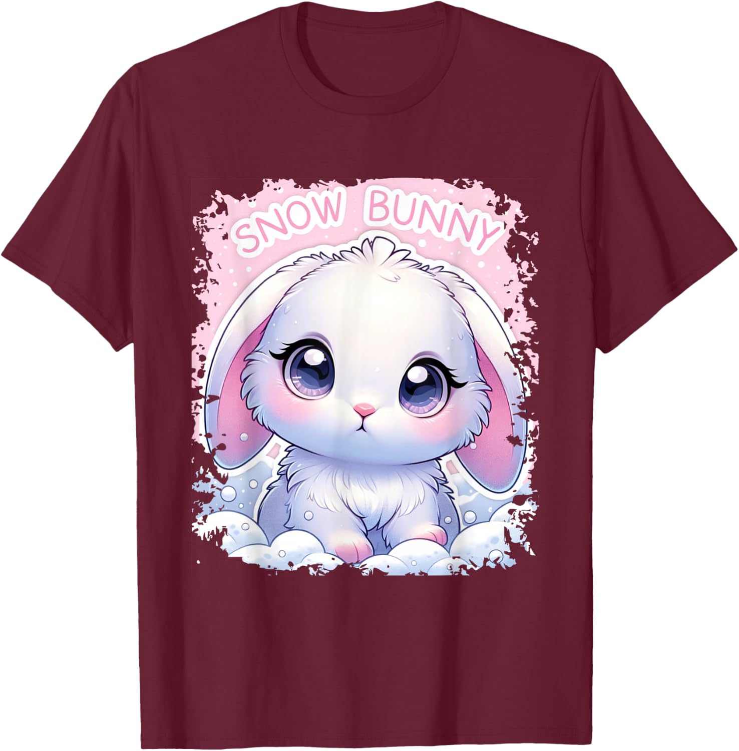 Cute Snow Rabbit Snow Bunny T-Shirt - T-Shirt | Maroon