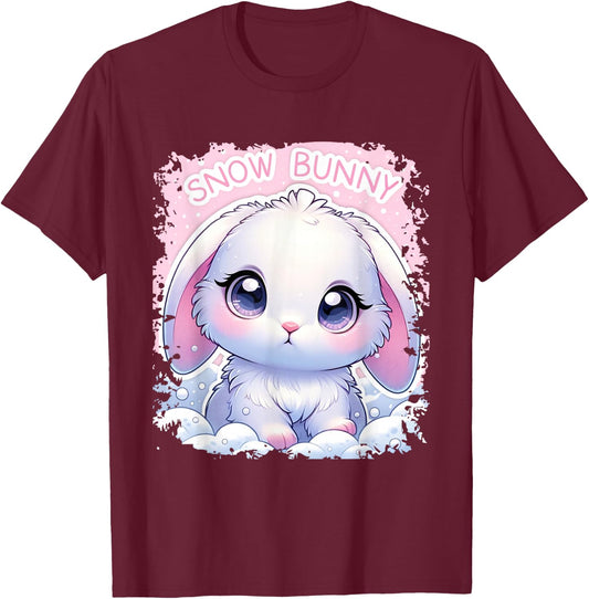 Cute Snow Rabbit Snow Bunny T-Shirt - T-Shirt | Maroon