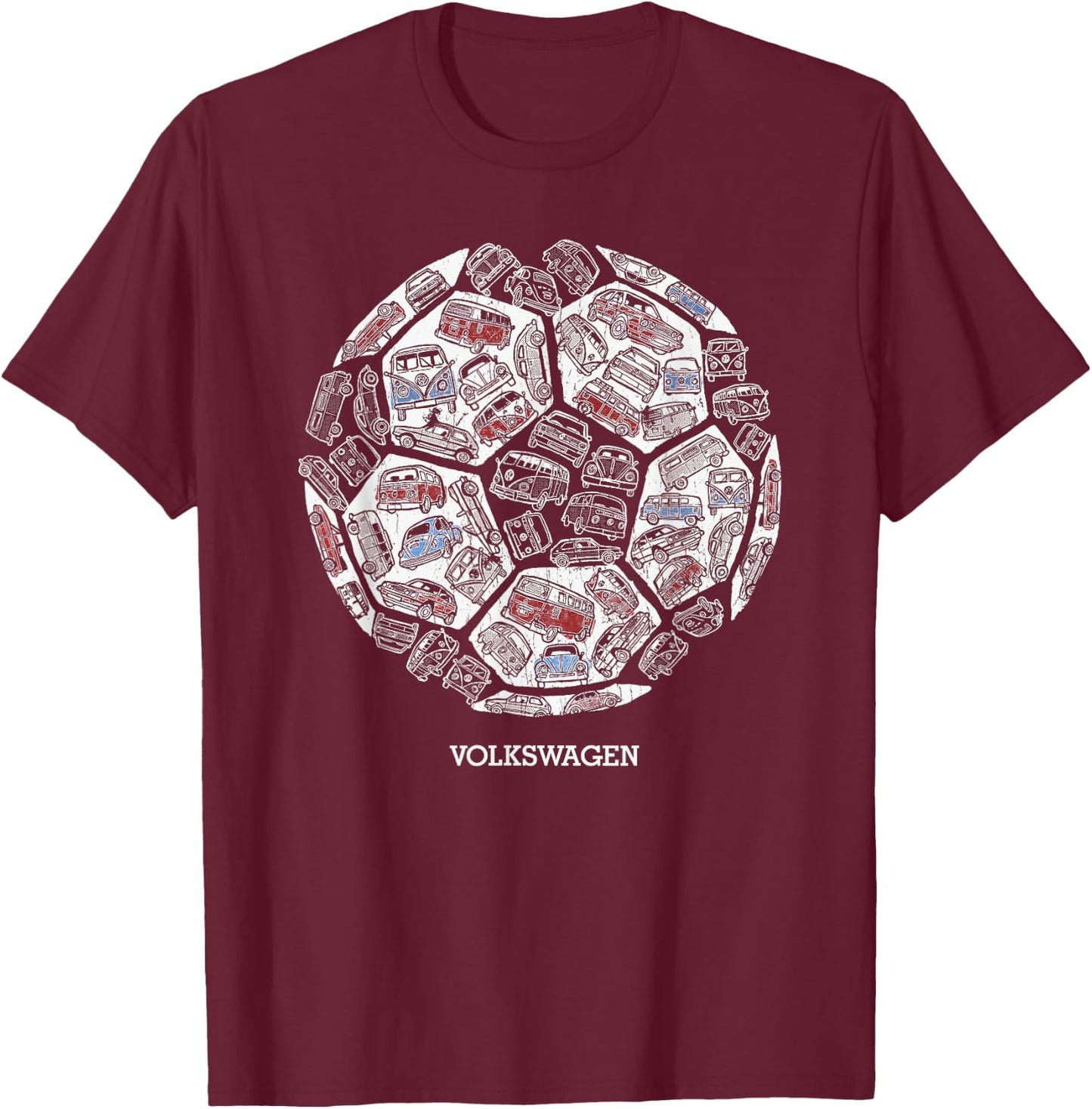 England Euro Football Campervans And Cars T-Shirt - T-Shirt | Maroon