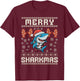 Merry Sharkmas Shark Christmas Ugly Xmas Kids Shark Christma T-Shirt - T-Shirt | Maroon