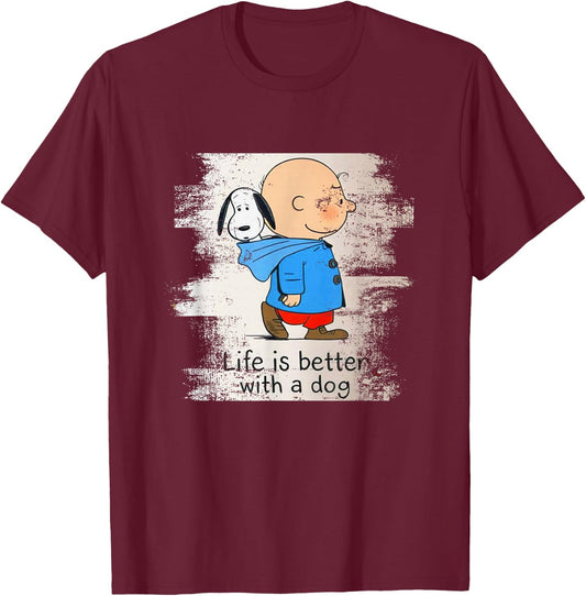 Life Is Better With A Dog T-Shirt - T-Shirt | Maroon
