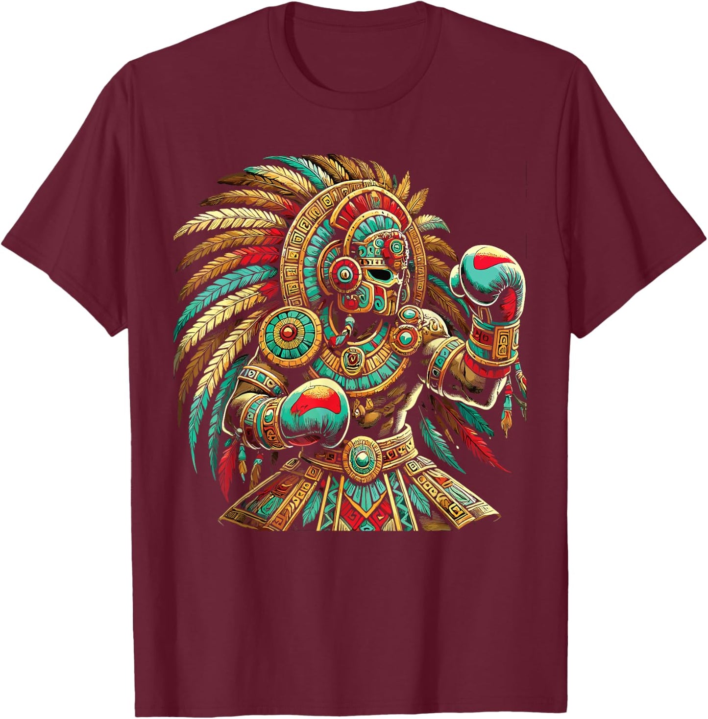 Mexican Boxing Pride Inka Sports Design T-Shirt - T-Shirt | Maroon