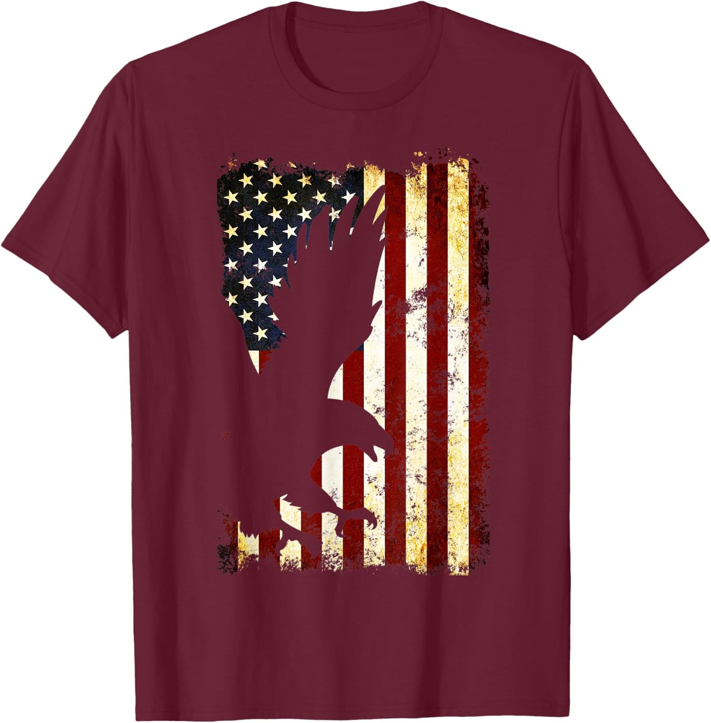 Eagle Silhouette American Flag 4th of July Men T-Shirt - T-Shirt | Maroon