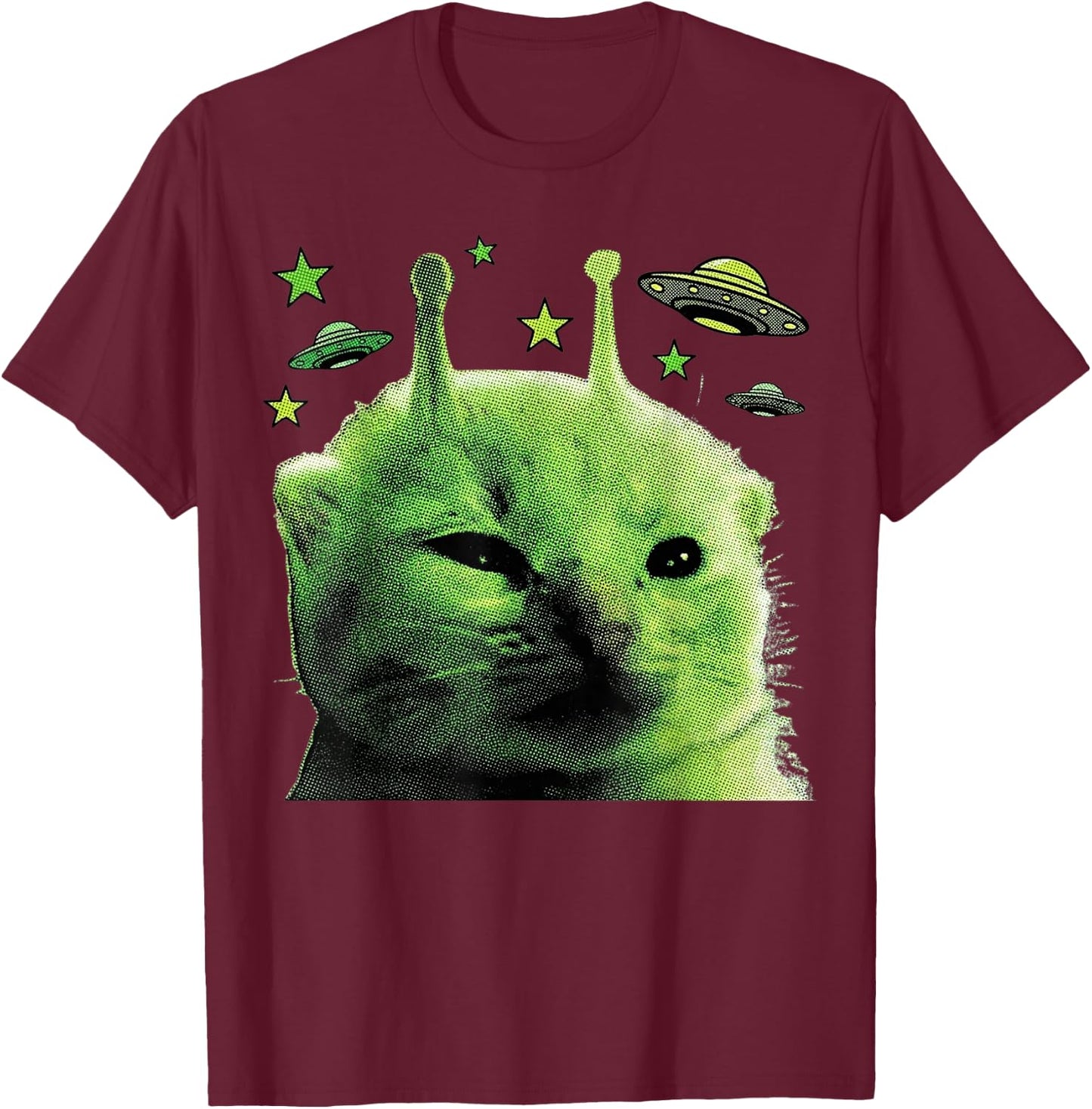 Gnarp Cat Silly Alien Cat Meme Brainrot Meme Funny Silly Cat T-Shirt - T-Shirt | Maroon