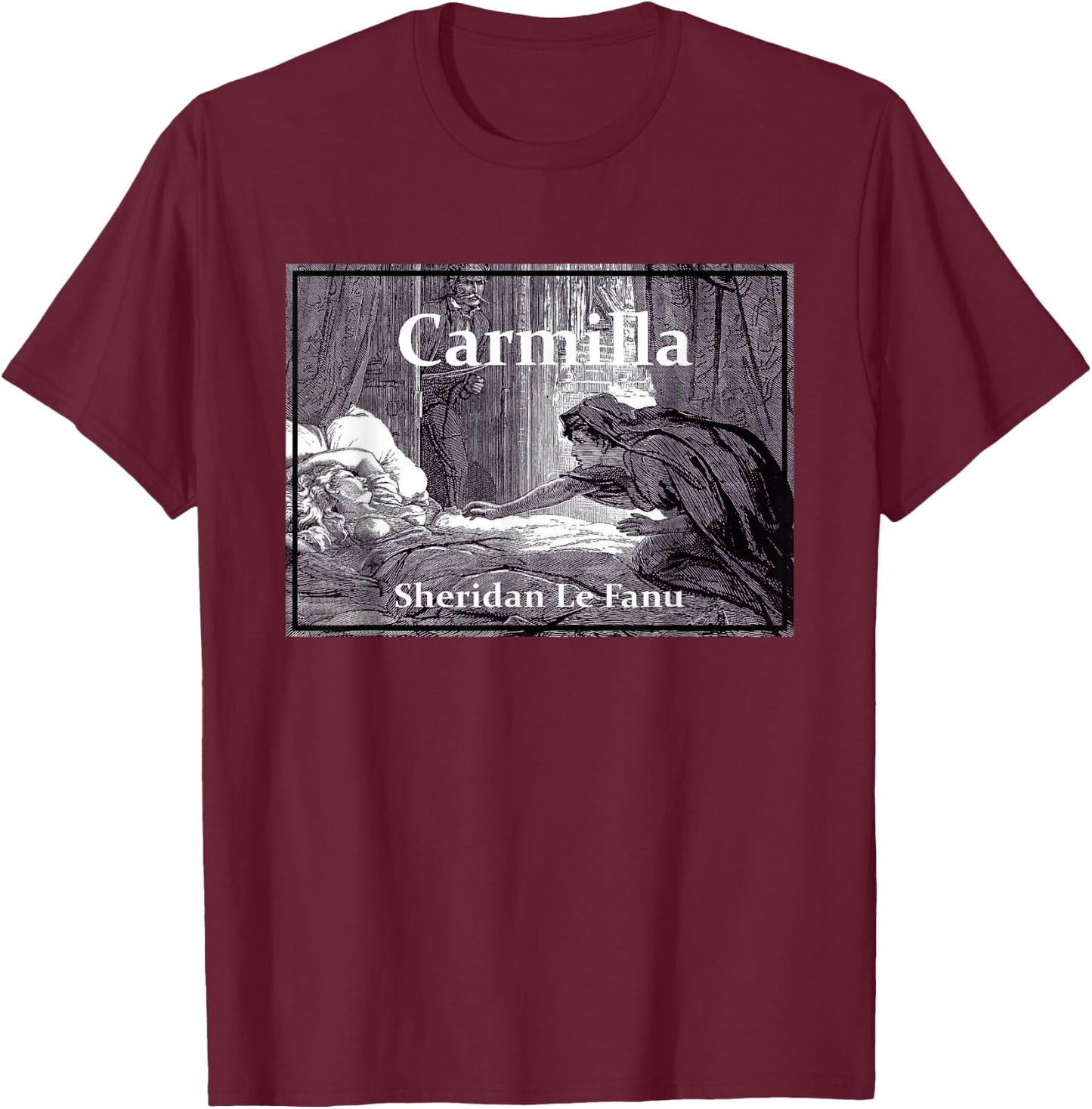 Carmilla - Gothic Vampiress Novel T-Shirt - T-Shirt | Maroon