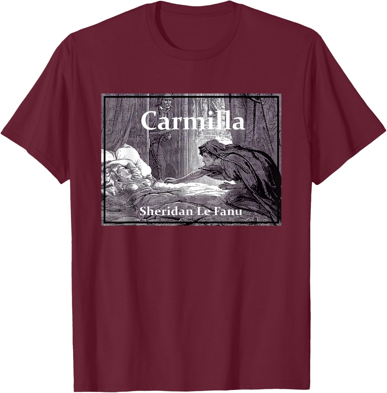 Carmilla - Gothic Vampiress Novel T-Shirt - T-Shirt | Maroon