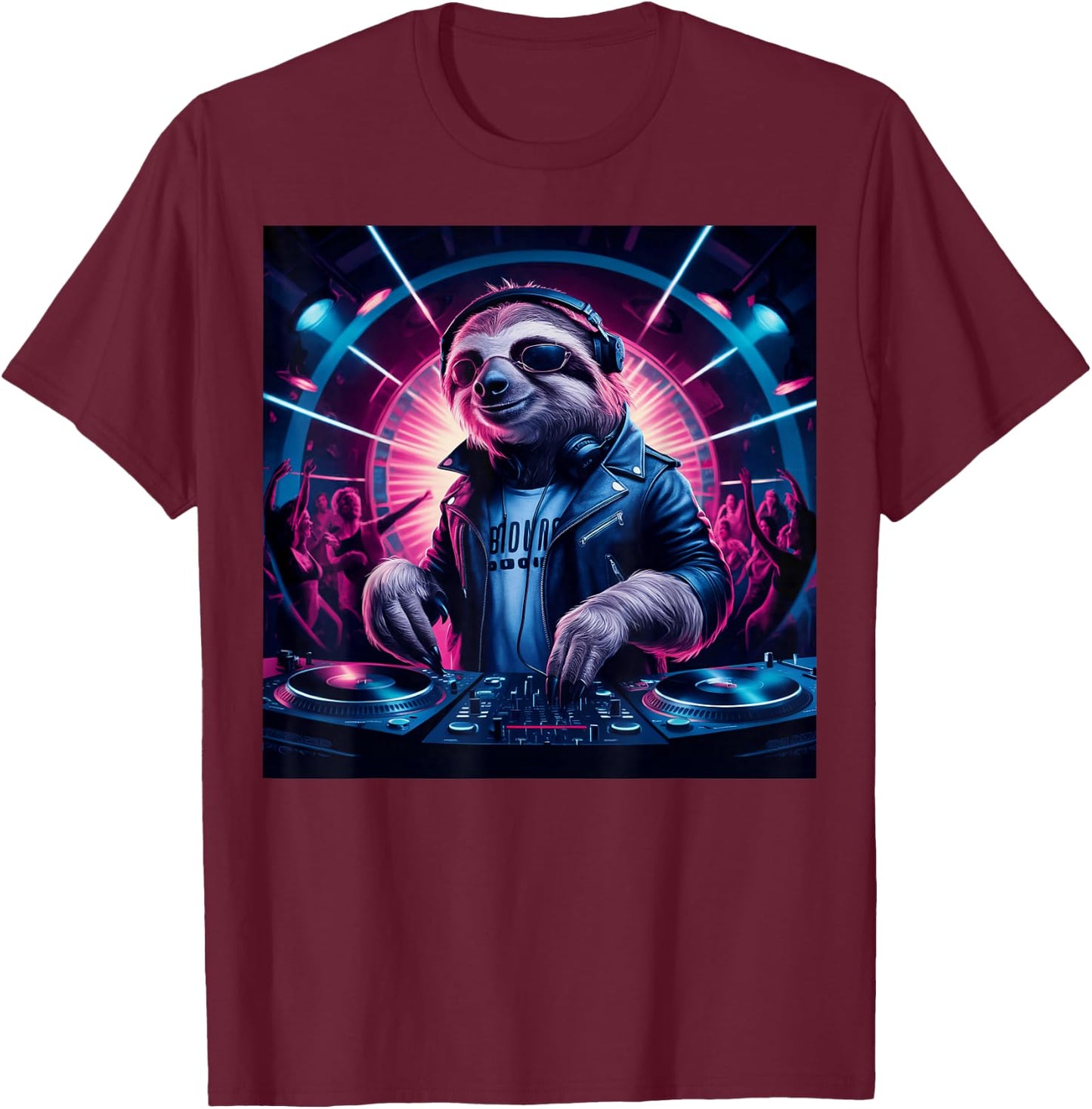 Just Relax Dude Sloth Djing Vibrant Club For Music T-Shirt - T-Shirt | Maroon