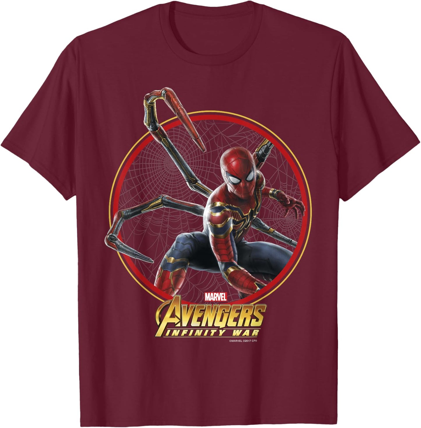 Marvel Infinity War Spider-Man Iron Circle Graphic T-Shirt - T-Shirt | Maroon