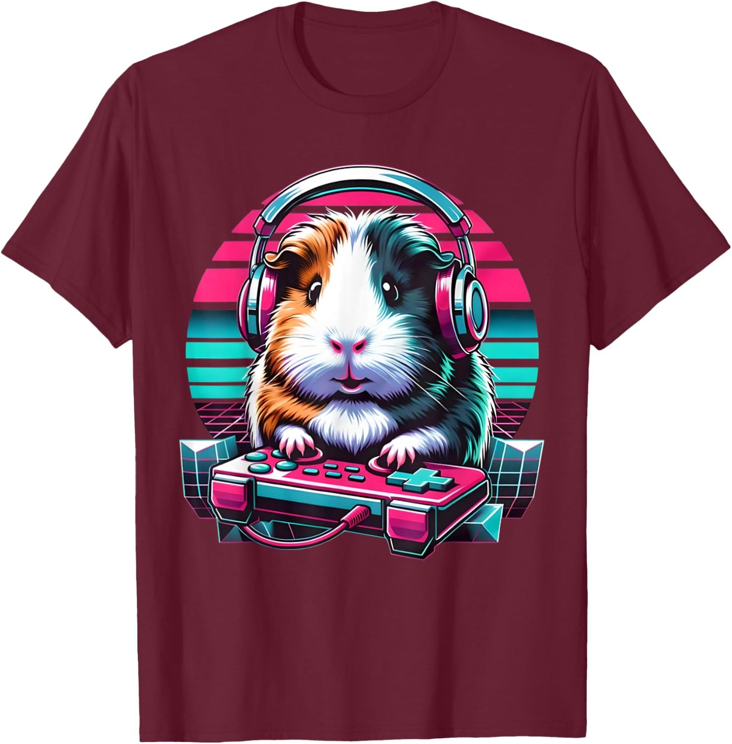 Guinea Pig Video Game Rodent Lover Animal Guinea Pigs Gamers T-Shirt - T-Shirt | Maroon