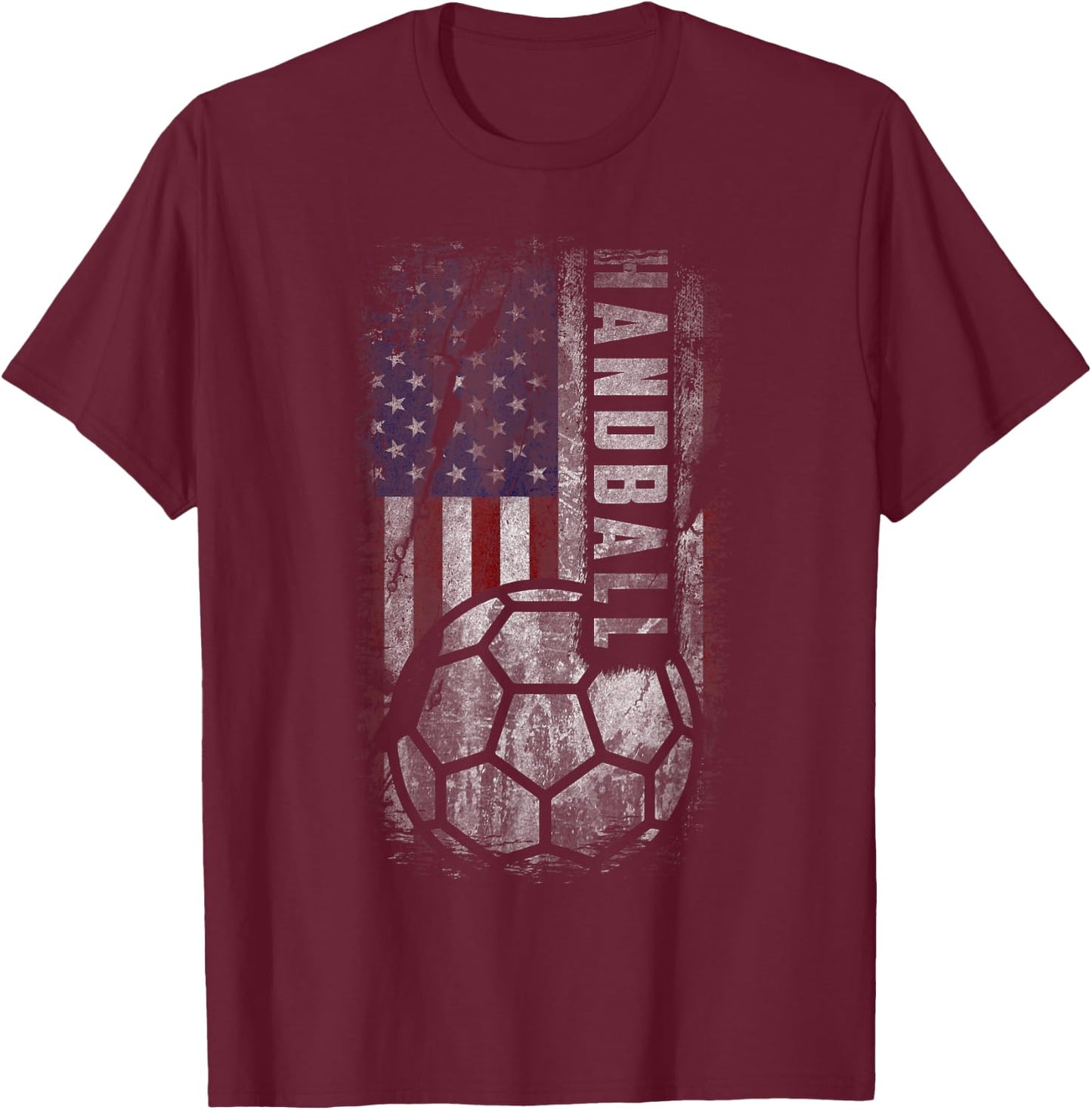 American Handball Patriot Grunge USA Distress Flag Gift T-Shirt - T-Shirt | Maroon