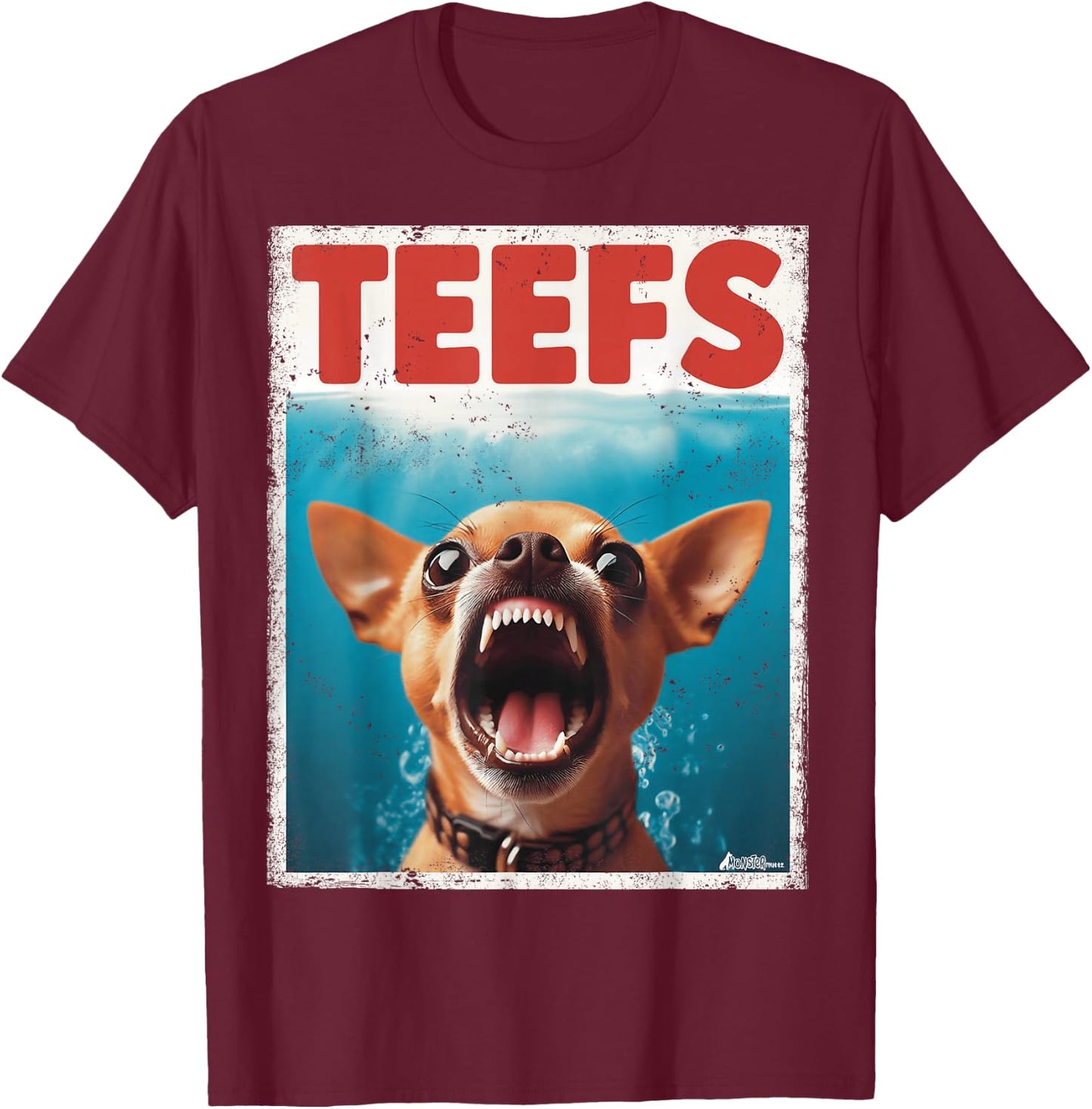 Funny Chihuahua Teefs Top, Teeth Chi Jowls Paws Dog Mom Dad T-Shirt - T-Shirt | Maroon