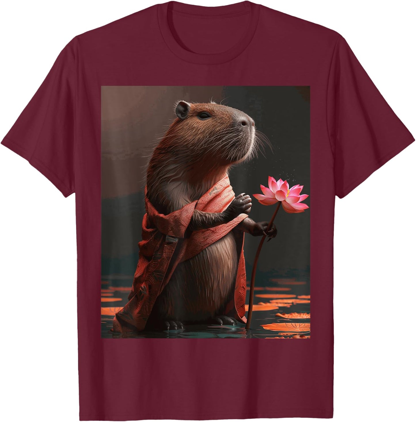 Funny Graphic Capybara T-Shirt - T-Shirt | Maroon