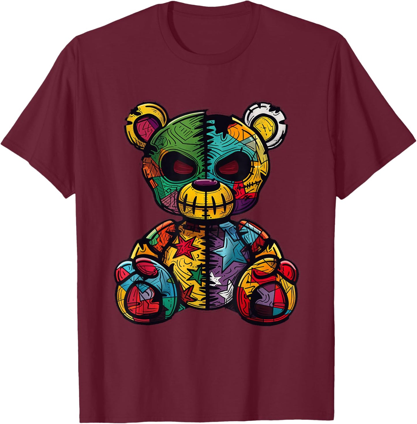 Twisted Teddy Bear - Cute Horror T-Shirt - T-Shirt | Maroon