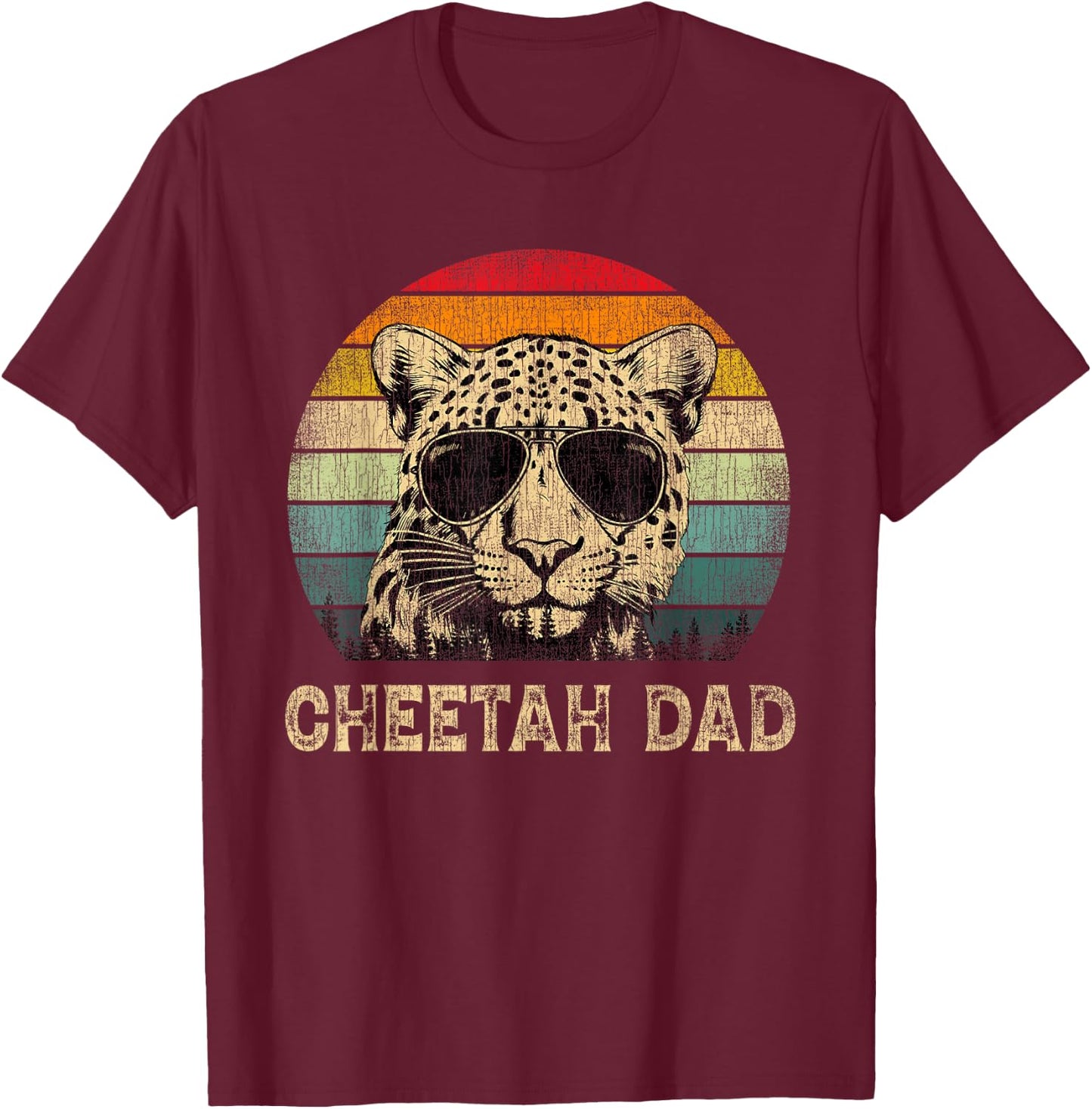 Vintage Cheetah Dad Cheetah Lovers Daddy Father's Day T-Shirt - T-Shirt | Maroon