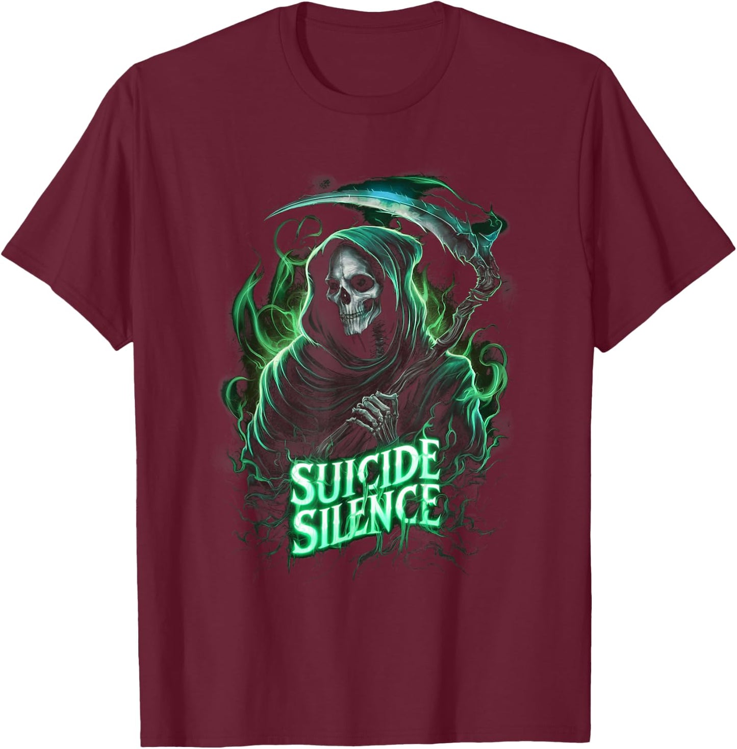 Suicide Silence Grim Reaper Occult Gothic Horror T-Shirt - T-Shirt | Maroon