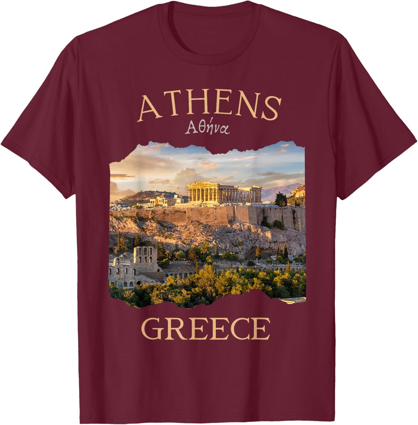 Athens Greece Acropolis and Parthenon Vacation Souvenir T-Shirt - T-Shirt | Maroon