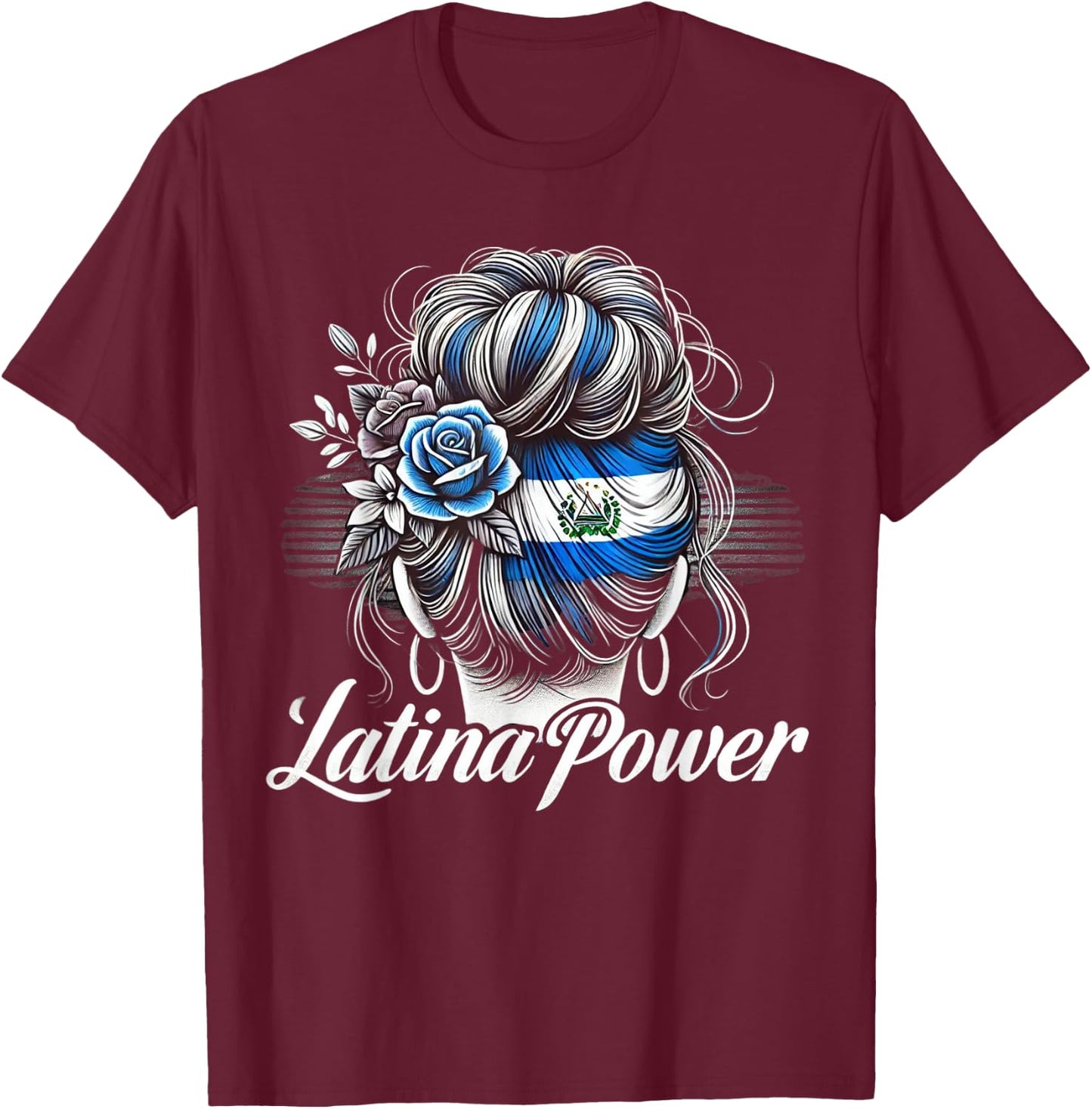 Hispanic Heritage Month Latina Power El Salvador Flag Women T-Shirt - T-Shirt | Maroon