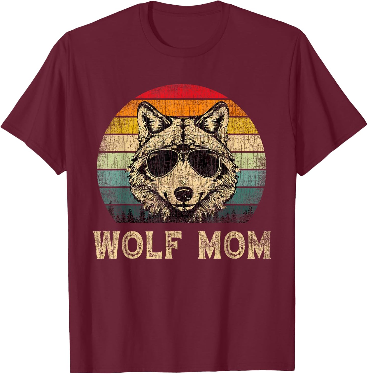 Vintage Wolf Mom Wolf Lovers Mommy Mother's Day T-Shirt - T-Shirt | Maroon
