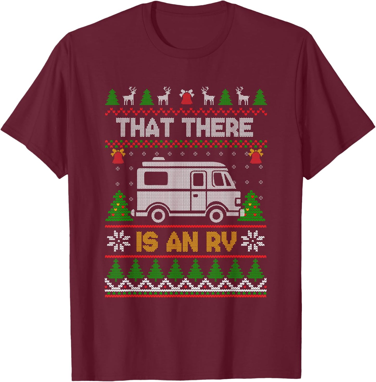 Funny Quote Camp Camper Xmas Tree Ornaments RV Camping Truck Ugly Christmas Family T-Shirt - T-Shirt | Maroon