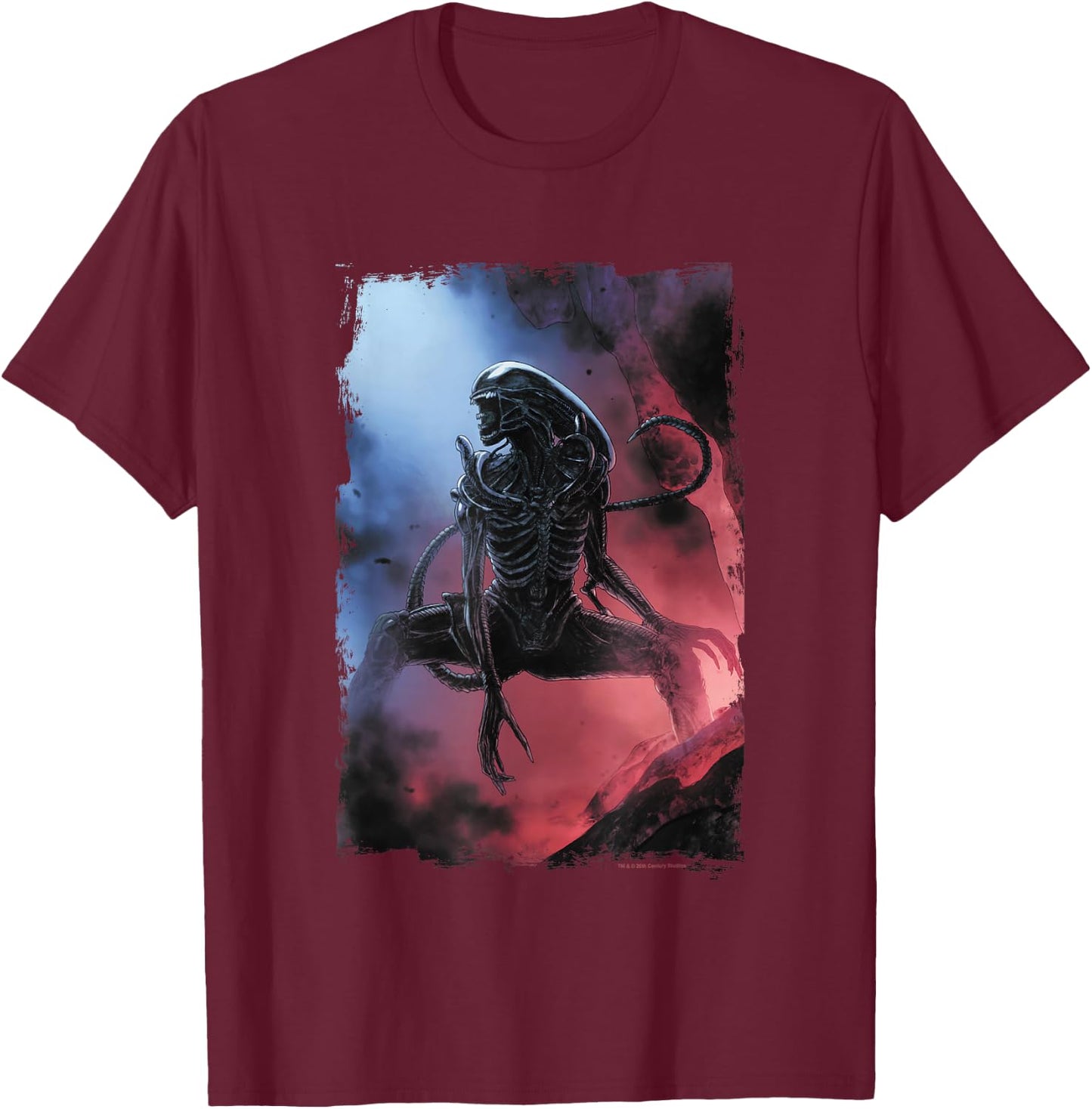Aliens Iconic Dangerous Xenomorph Roar Big Chest Poster T-Shirt - T-Shirt | Maroon