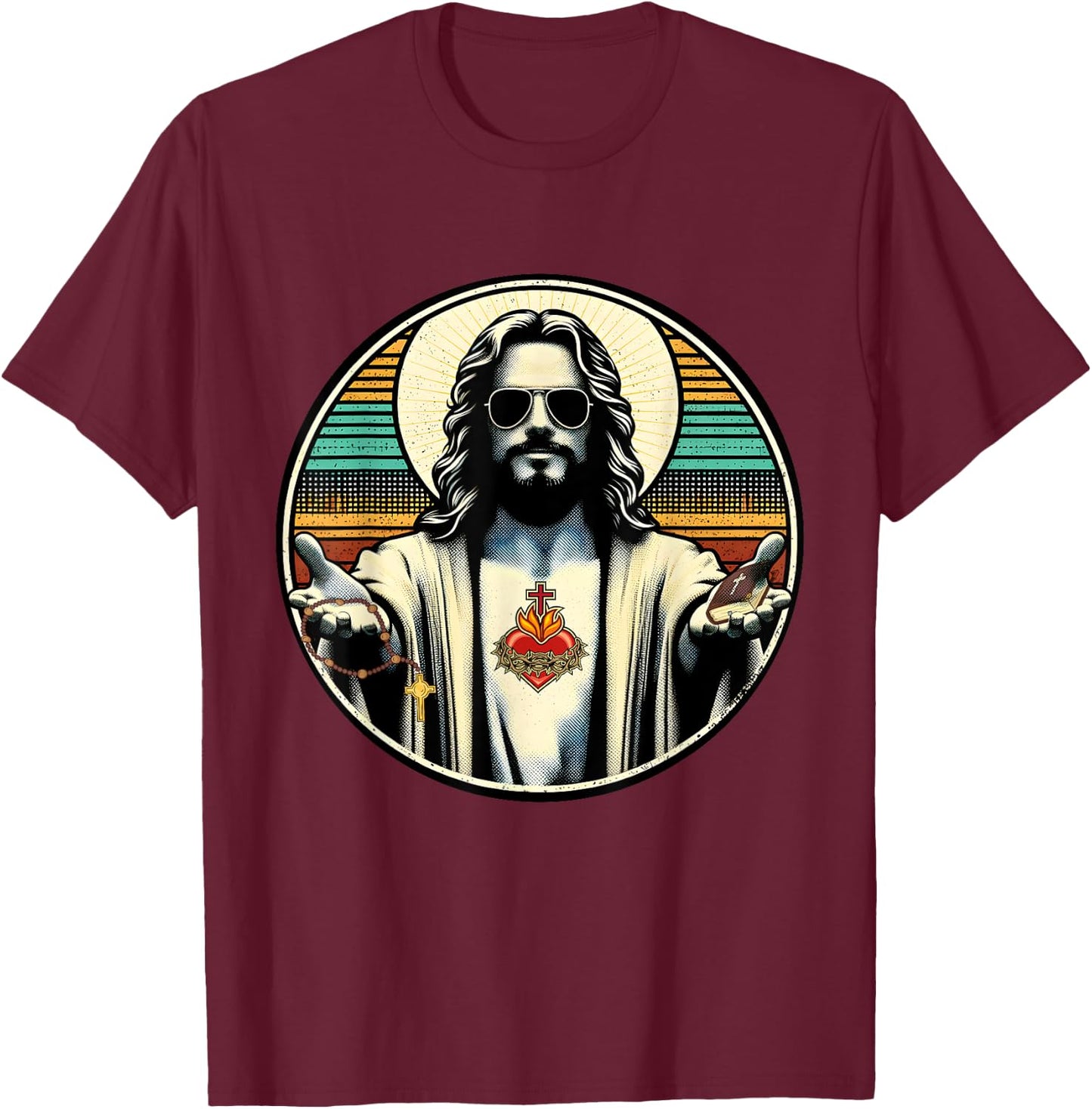 Vintage Buddy a Christ Cool Jesus With Sunglasses Religion T-Shirt - T-Shirt | Maroon