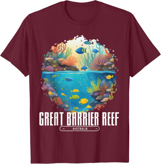 Great Barrier Reef Coral reef Fish Diving Australia T-Shirt - T-Shirt | Maroon