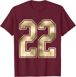 #22 Outline Number 22 Sports Fan Jersey Style Costume T-Shirt - T-Shirt | Maroon