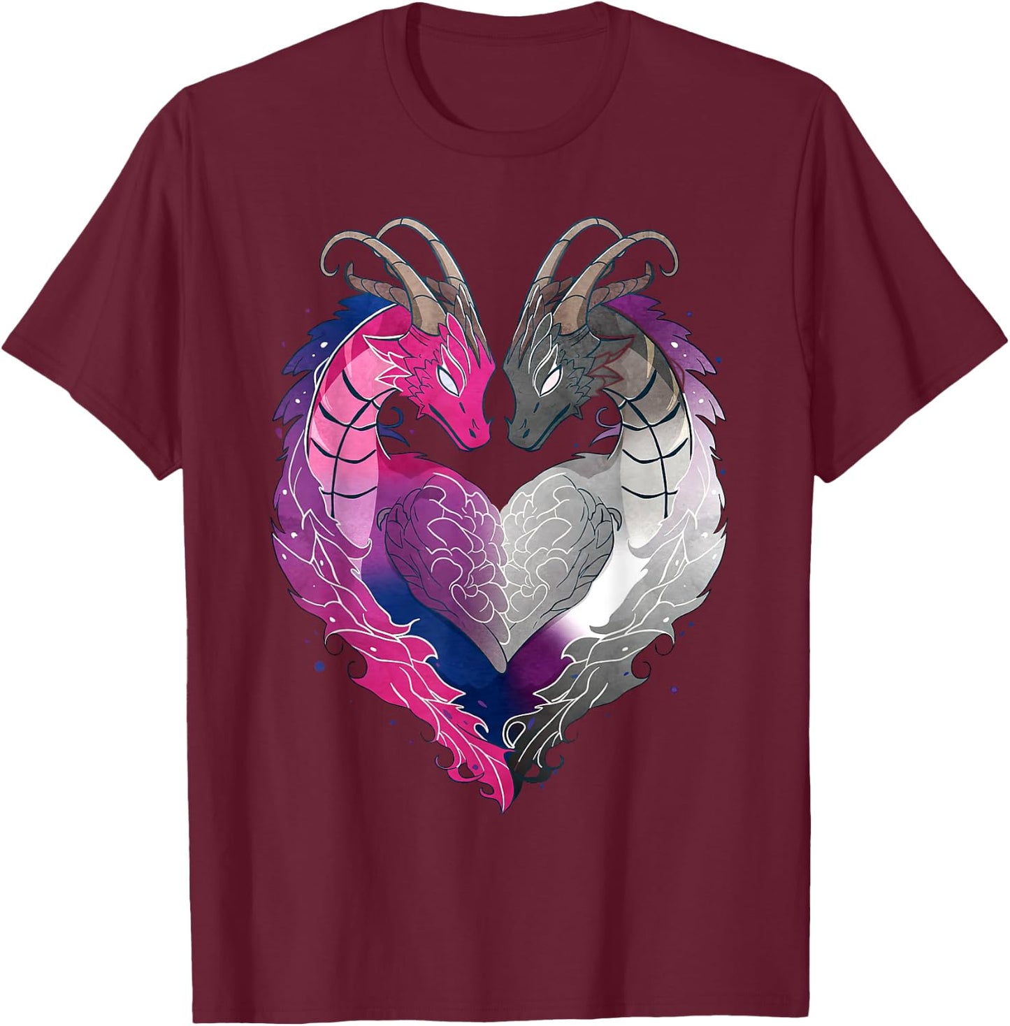Asexual Bisexual Pride Gay Pride Month Bisexual Dragon LGBT T-Shirt - T-Shirt | Maroon