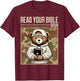 Read Your Bible Bruh Camo Hip Hop Teddy Bear Christian Men's T-Shirt - T-Shirt | Maroon